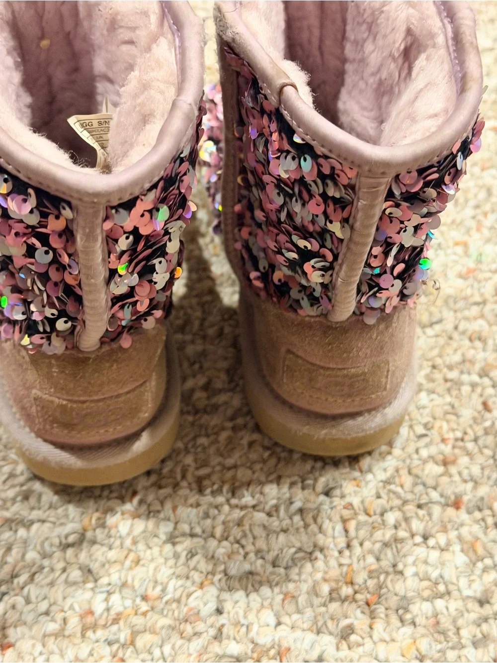 UGG Classic II Stellar Sequin Lilac Frost Boots Girls Size 13